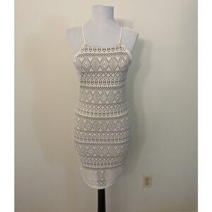 POETRY Off-White Crochet Bodycon Dress Size Small